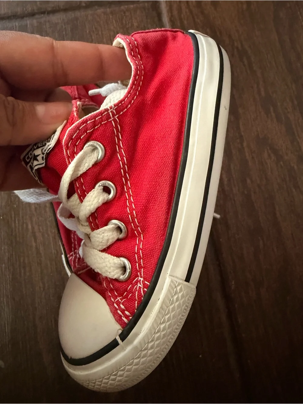 Converse Red Canvas Kids Low-Top Sneakers with White Accents